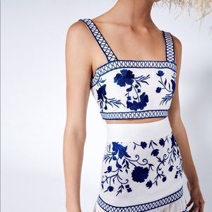 Alexis Olva embroidered linen crop top (top only - skirt sold separately)